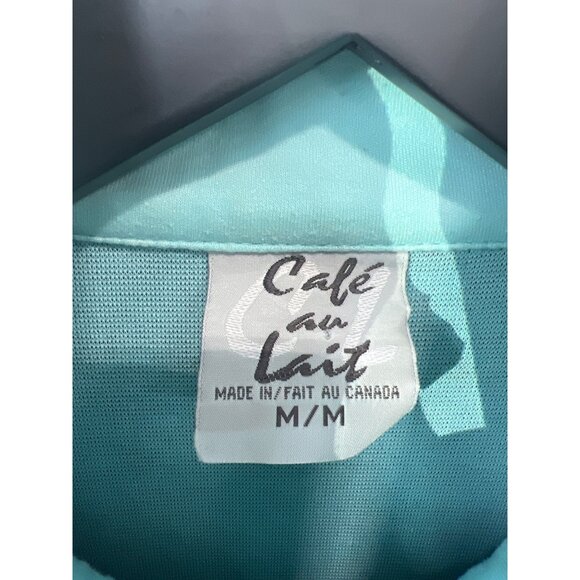 Cafe Au Lait Full Zip Jacket Womens Medium Seafoam Green Polyester Blend Active - Picture 3 of 7